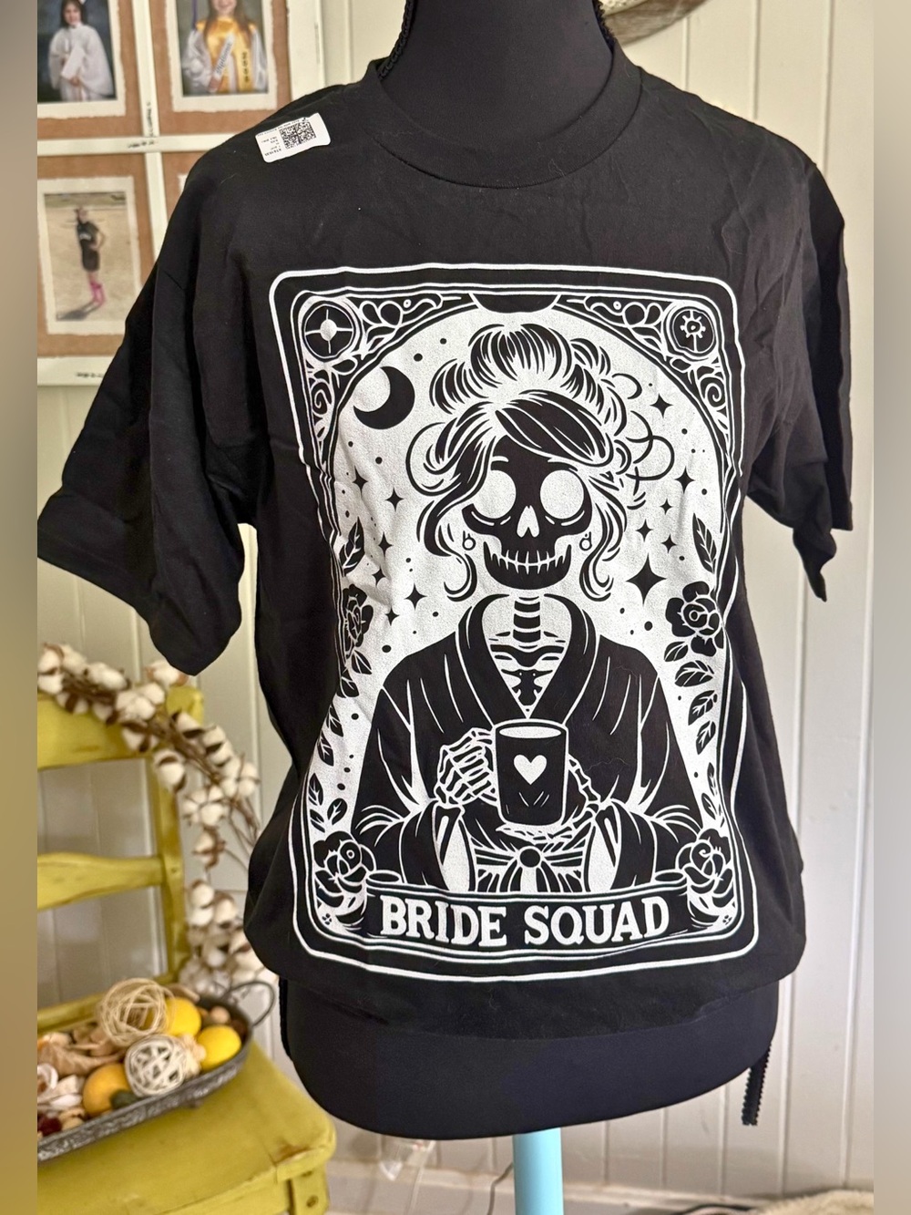 Bride Squad Black Graphic Tee - Goth Whimsy‎ Bride  Size Small
